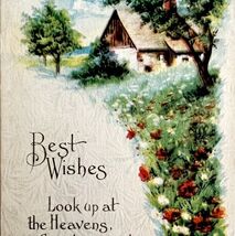 Cottage Victorian Best Wishes Greeting Card Postcard 1900-1910s PCBG11B - $19.99 Cottage Victorian Best Wishes Greeting Card Postcard 1900-1910s PCBG11B - $19.99