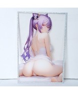 Keqing Waifu Card Anime Clear Acrylic Glitter Girl Wall Art Oversized Bo... - $22.76