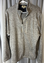 Woolrich Mens Sweater Size XL Fleece Lined 1/4 Zip Pullover Tan/Gray Knit Jacket - $20.75