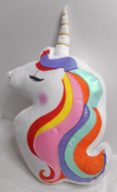 CBI Rainbow Unicorn Childs Head Pillow Decoration Sleep Bed Plush Multicolor 19&quot; - £15.97 GBP