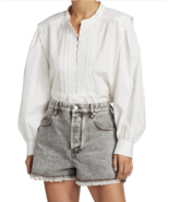 Isabel Marant Etoile Women&#39;s White Okina Cotton Pleated Blouse Shirt Top... - £93.45 GBP