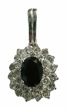 Elegant Sparkling Rhinestone Baguette Pendant for Necklace Silver Tone Sunburst - £10.22 GBP
