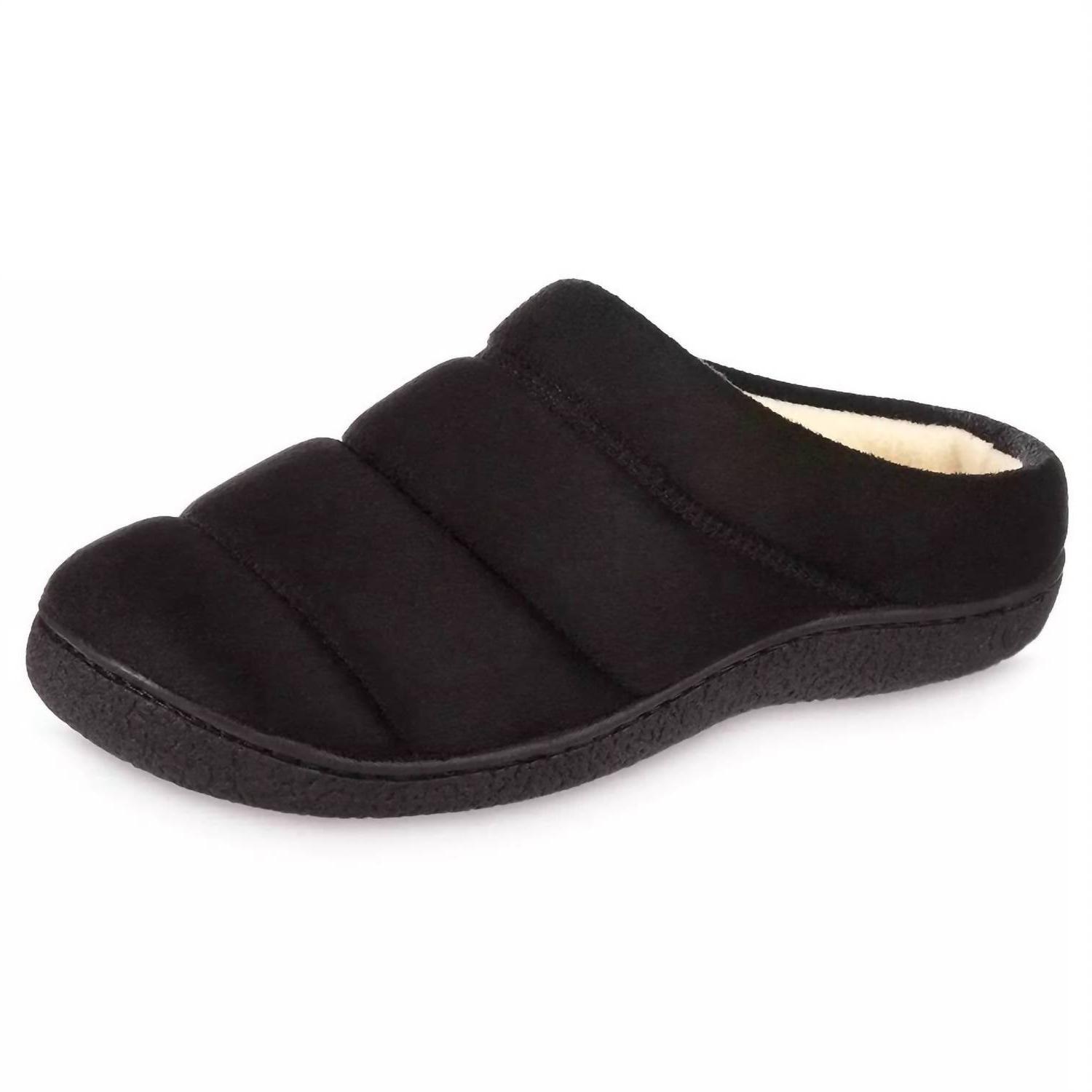 Isotoner men&#39;s microsuede puffer eco comfort clog slipper Black - £33.14 GBP