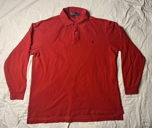 Polo Ralph Lauren Long Sleeve Shirt Men’s 2XLT Red Blue Pony Button - $30.00
