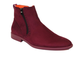 Men&#39;s TAYNO Chelsea Chukka Soft Micro Suede Zip up Boot Coupe S Wine - £62.53 GBP