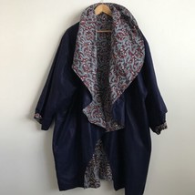 Womens Reversible Duster Jacket 1X Draped Kimono Wax Coated Batik Waterfall - £74.86 GBP