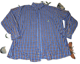 Wrangler Riata Shirt Mens 2XL XXL Blue Plaid Cotton Poly Button Up Long Sleeve - £13.20 GBP