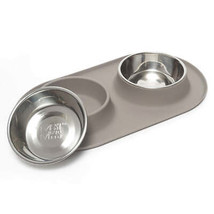 Messy Mutts Dog Double Feeder Grey 3 Cup - £42.68 GBP