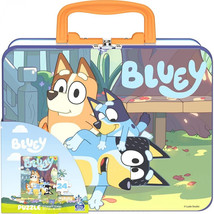Bluey and Family Tin Lunch Box with 24 Piece Puzzle Multi-Color - £17.36 GBP
