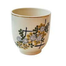 Japanese Teacup White Chrysanthemums on Gold Leaves Porcelain 2.75&quot; x 2.5&quot; - £11.21 GBP