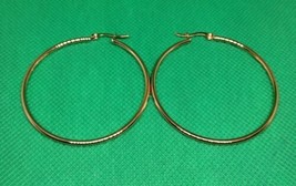 50mm (2&quot;) Gold Hoop Earrings Sturdy Stainless Steel Tarnish Resistant - £6.32 GBP