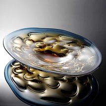 Luxury Gradient Art Glass Oval Fruit Bowl, Extra Large Modern Crescent M... - $5,526.91 MXN