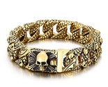 Style mens bracelets stainless steel skull franco link curb chain bracelet for men thumb155 crop