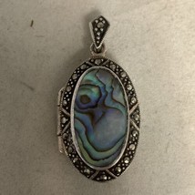 Sterling Silver Marked A 925 Abalone Heart Marcasite Pendant Only - $29.65