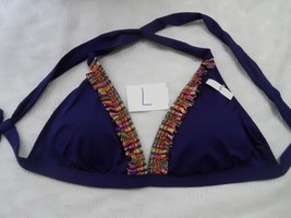 Lucky Brand Cross Back Halter Swimwear Bikini Top Purple L - £15.29 GBP