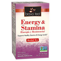 Bravo Herbal Tea Energy &amp; Stamina 20 Tea Bags Stamina &amp; Energy Levels NO... - £5.43 GBP