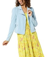 C Wonder by Christian Siriano Puff Sleeve Denim Moto Jacket Women&#39;s Plus... - $41.09 CAD