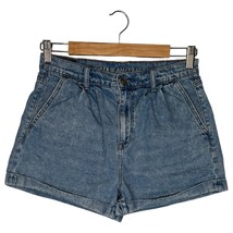 American Eagle Shorts Womens 4 Mom Short Cuffed Pleated Pockets Denim Blue - $29.69