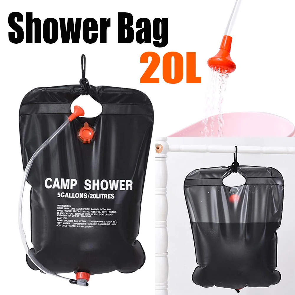 20L Portable Camping Shower Bag For Outdoor Travel Hiking Panic Beach Swimming - £15.49 GBP+