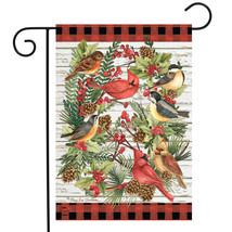 Winter Bird Wreath Garden Flag Cardinals Rustic Berries 12.5&quot;X18&quot; - $19.99
