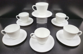 6 Corning Sculptured Rim Cups Saucers Set Vintage Pyroceram Embossed Tul... - $59.27
