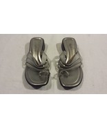Womens Fanfares Silver Gray Black Slip On Straps Toe Strap 7 Sandals - $11.60