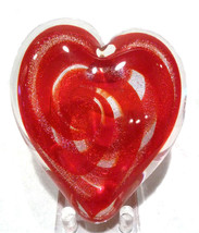 Scarlet Heart Paperweight with Volcanic Ash by Glass Eye Studio (#4766) - £51.89 GBP