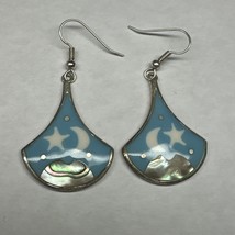 Silver Drop Earrings Alpaca Silver French Hook Earrings, Shooting Stars - $20.00