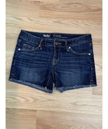 Mossimo Jean Shorts Women&#39;s 2/26 Mid Rise Mini Denim Raw Hem Booty Dark - $16.30 CAD