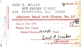 Vintage Masonic Membership Card Pittsburgh 1984 - $14.84