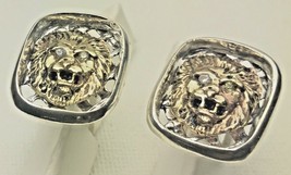 10k Gold Lion head diamond  Sterling Silver cufflinks - $266.51