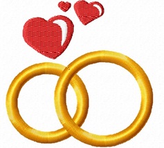 wedding rings and heart Machine Embroidery Design  - $1.99