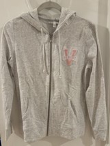 Victoria’s Secret Zip Up Hoodie XS Fleece Logo Heather Gray - $16.70