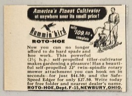 1958 Print Ad Hummin-Bird Tiller-Cultivators Roto-Hoe Newbury,Ohio - $7.43