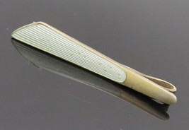 DENMARK 925 Sterling Silver - Vintage Shell Textured Enamel Tie Clip - TR3614 - £56.49 GBP