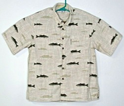 Mens Columbia Fish Shirt River Lodge Short Sleeve Button Down Cotton Sz ... - £17.65 GBP