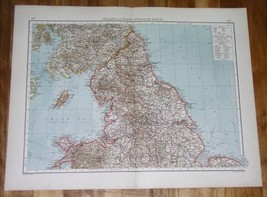 1905 Original Antique Map Of Northern England Manchester Birmingham York - £14.08 GBP