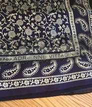 Vintage Adrienne Vittadini square silk scarf (Navy floral and paisley) image 3