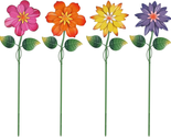 Metal Flower Decorative Garden Stakes,4 Pcs 19&quot; Outdoor Garden Decor wit... - $29.77