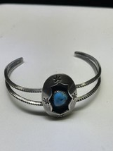 Vintage (ca. 1960&#39;s) Navajo Sterling Silver Shadow Box Turquoise Cuff Bracelet - £132.30 GBP