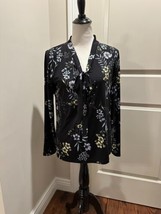 Nwot Karl Lagerfeld Paris Black Longsleeve Blouse Floral Pattern Sz M - £49.39 GBP