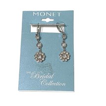 Monet Bridal Collection Costume Fashion Jewelry Dangle Earrings Signed - $12.87