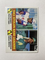 1984 Topps #134 1983 Stolen Base Leaders Rickey Henderson & Tim Raines MVP HOF - $1.00