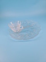 Indiana Glass Pebble Leaf Clear Divided Snack Plate And Cup 10&quot;  Cabbage... - $15.95
