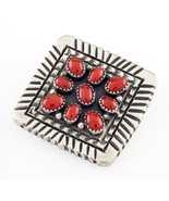 Vintage Navajo Pendant/ Pin with Red Coral Hand made Sterling Silver - $458.30 CAD