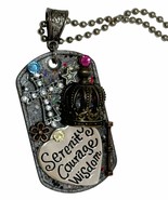 SERENITY COURAGE WISDOM Dog Tag Necklace Inspirational Art to Wear New - £14.75 GBP