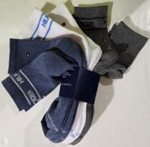 Men&#39;s Tommy Hilfiger Men&#39;s Cushion High Quarter Socks Blue White Gray 6 ... - $24.99