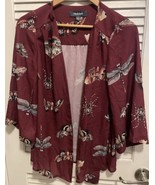 Modcloth Breezy Bliss Kimono Womens Size XXS Cardigan Butterfly Moth Bur... - £31.57 GBP