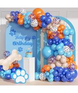 Blue Balloon Arch Kit – 135pcs DIY Blue, Orange &amp; White Paw Print Garland - $39.99
