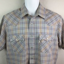 Levi&#39;s Men&#39;s Medium Short Sleeve Pearl Snap Plaid Rockabilly Western Shirt - £31.96 GBP